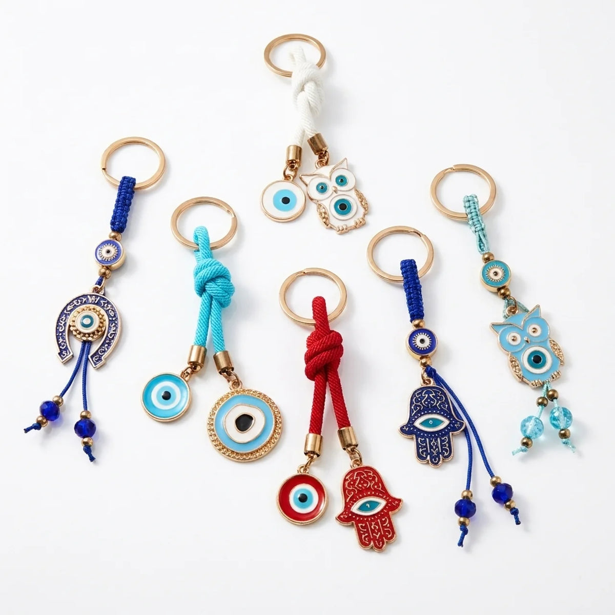 Set de llaveros de ojo turco en varios modelos y colores